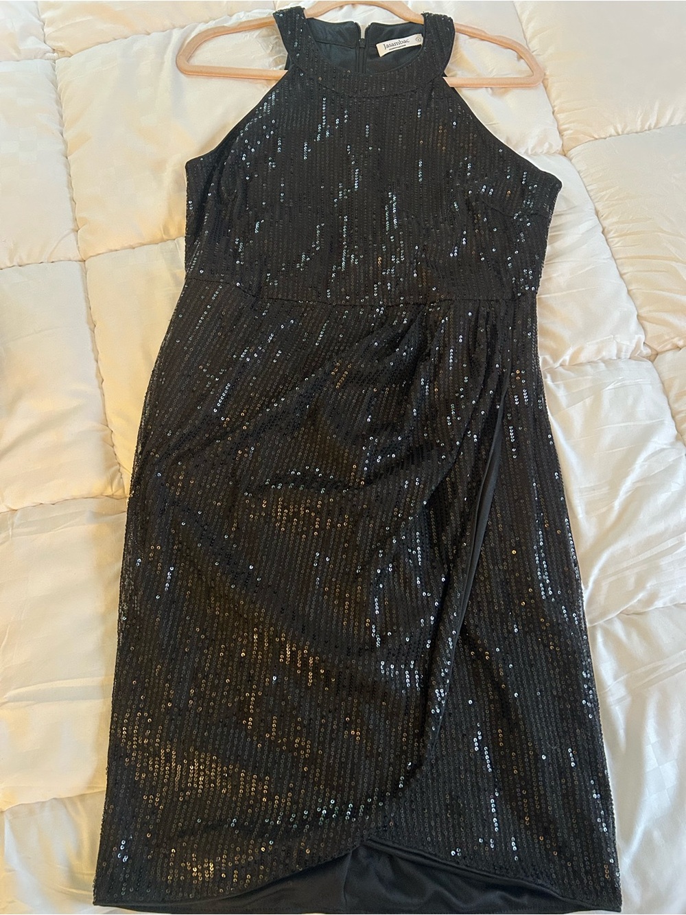 Black Sequin Halter Mini Dress - Jasambac Brand